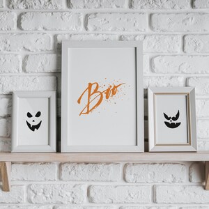 Spooky Halloween Wall Art | Boo Poster Decor | Scary Seasonal Prints | Haunted Halloween Art | Spooky Pumpkins Face | Set of 3 Halloween Art