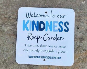 CUSTOM Kindness Rock Garden Sign – Outdoor Aluminum Sign, UV Printed, 6x6 Inch, Bring Kindness to your Neighborhood