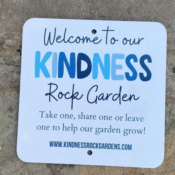 CUSTOM Kindness Rock Garden Sign – Outdoor Aluminum Sign, UV Printed, 6x6 Inch, Bring Kindness to your Neighborhood