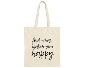 Positive Vibes Cotton Canvas Tote Bag: Eco Friendly Shopping Bag