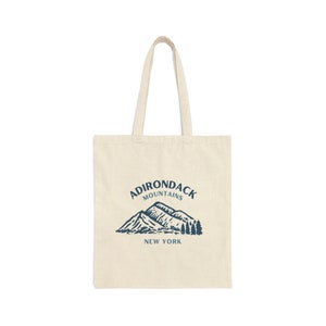Adirondack Mountains Cotton Canvas Tote Bag, Adirondacks Bag, New York