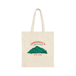 Adirondacks Cotton Canvas Shopping Tote Bag, Adirondack Mountains NY, New York, Lake Placid