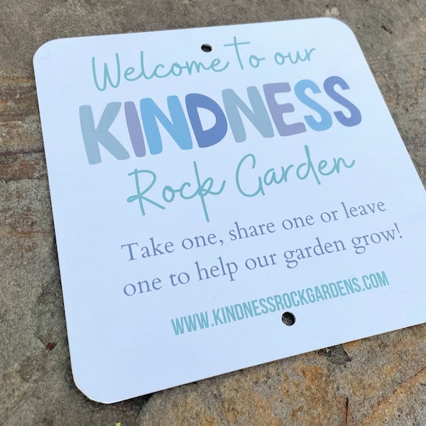 Kindness Rock Garden Sign – Outdoor Aluminum Sign, UV Printed, 6x6 Inch, Bring Joy To Your Community, Unique Gift Idea