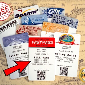 Customizable Disney FastPass Luggage Tag & ID Cards (Premium PVC Plastic) | Pick ANY Ride! | Disneyland and Disney World Inspired