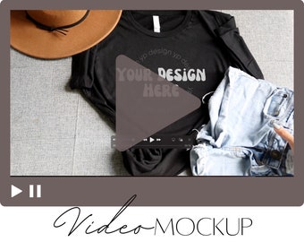 BLACK Bella Canvas VIDEO MOCKUP and Listing Image | T Shirt Video Mock-up | Black Shirt Video mock up