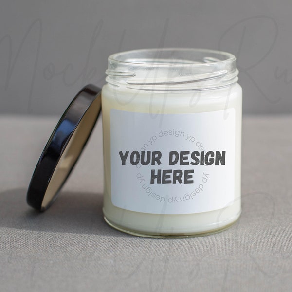 WHITE 9 oz Scented CANDLE with black Lid MOCKUP, White Label Candle Mock-Up, 9 oz Candle Mock Up, Soy Candle Mock Up, Soy Candle Mock