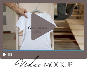 White BELLA Canvas 3001Y T-Shirt VIDEO MOCKUP & Listing Image, 3001T Kids Shirt Vid Mock Up, Toddler Tee Mock-up