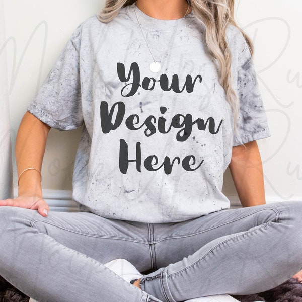 COMFORT COLORS C1745 Smoke Mockup, Color Blast Shirt Mockup, Grey T Shirt Mockup, Tye Dye Mock Up, Oversized Shirt Mock-up, Large Tee Mockup