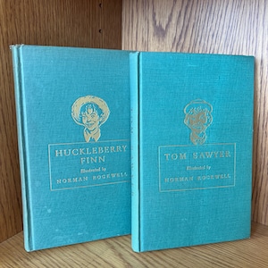 The Adventures of Tom Sawyer and Huckliberry Finn by Mark Twan 2 books Heritage illustrated edirions RARE