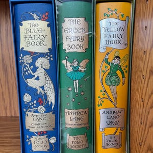 Lot of 3 books by Andrew Lang Blue, Green, Yellow fairy books new Folio society 2008