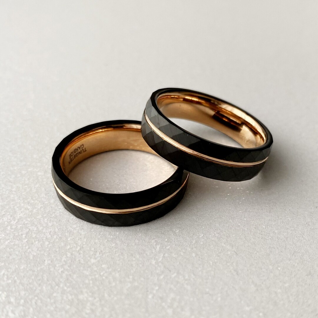 Black and Gold Men's Wedding Ring Black and Gold Wedding Etsy