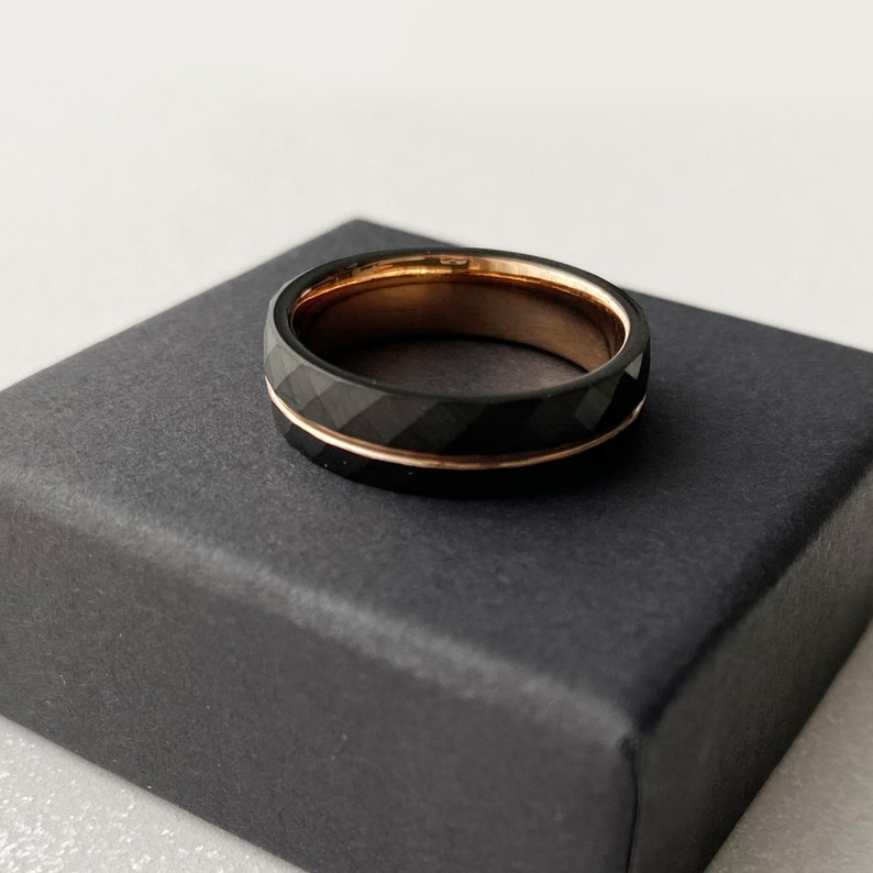 Black and Gold Men's Wedding Ring Black and Gold Wedding Etsy