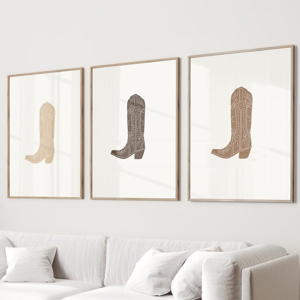 Set of 3 Western Prints, Rodeo Poster Print, 3 Piece wall art printable, Cowgirl Wall Art, Western Room Decor, Living Room Wall Art