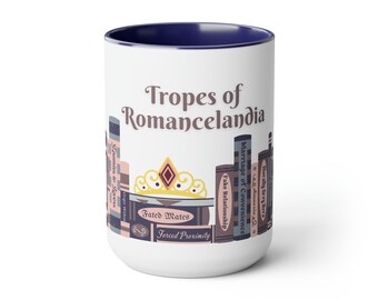 Tropes of Romancelandia Coffee Mug, Book Lover Romance Gift, Booktok Reader Mug