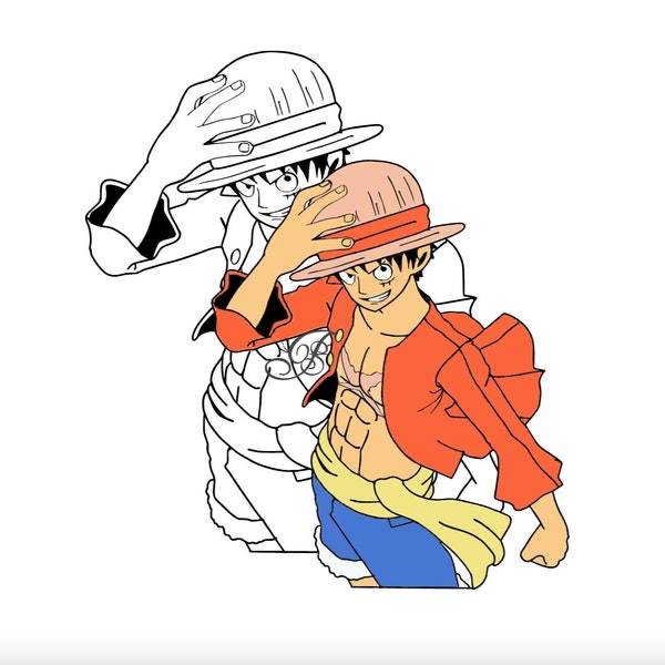 One Piece - Luffy - PNG - Instant Download - SVG - PDF - Jpg - Anime