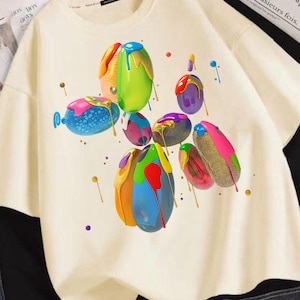 Balloon Dog PNG, Colorful Dripping Paint Balloon Animal, Trendy Bright Aesthetic PNG, Preppy Girly Dog Lovers Png, Y2K Digital Download
