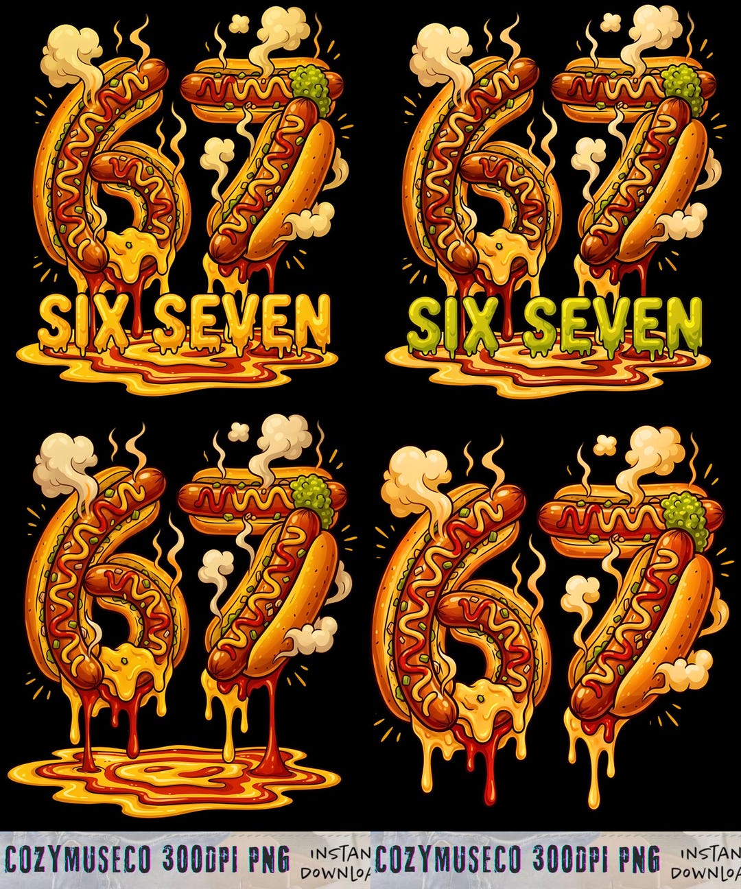 6 7 Meme Matching Hot Dogs 67 Pajamas Kids Six Seven Boys Shirt PNG ...
