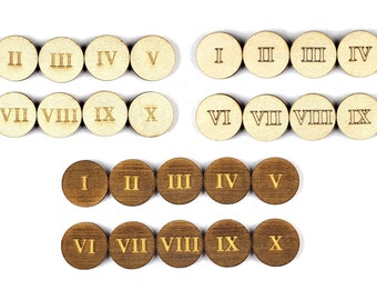 10 PCS wooden roman numerals tokens