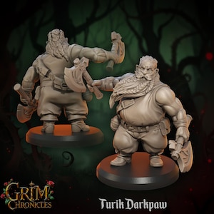 Turik Darkpaw Miniature – Dwarf Warrior for Dungeons and Dragons, Pathfinder, and Fantasy Tabletop RPG Adventures