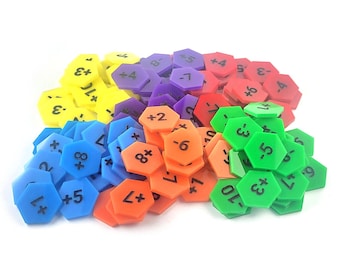 Acrylic RPG Stat Tokens | Numeric Buff n Debuff Markers | Board Game & Wargame Modifiers | DnD Accessories | Tabletop Gaming Tools