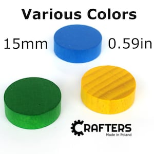 12 discos de madera de colores de 15 mm (0,59 pulgadas) Ficha de recurso PnP Juego de mesa RPG