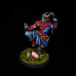 Pro Painted Tiefling Monk Miniature – 32mm Scale | Dynamic Martial Artist for DnD & RPGs