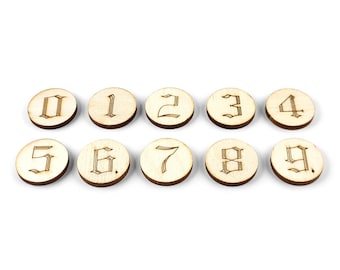 10 Stück hölzerne Zahlenchips