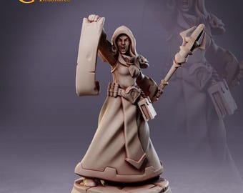 Female Mage Wizard Spellcaster Sorcerer Priest Human Elf with a scroll 3d Print and Painting DnD Pathfinder Fantasy Rpg Tabletop Ttrpg Npc