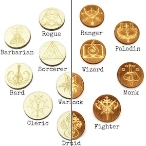 12 PCS D&D class tokens for TTRPGs 24 mm (0.94 in)