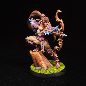 Pro Painted Elf Archer Miniature | Fantasy Female Ranger for Dungeons and Dragons & Pathfinder | Elegant Bow Heroine Figure