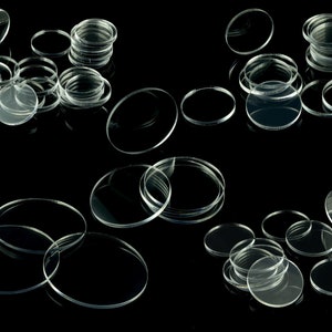3mm Clear Acrylic Bases Various sizes 25 mm (20 PCS) 30 mm (15) 32 mm (15) 40 mm (10) 50 mm (10) 55 mm (5) 60 (5) 80 (3)