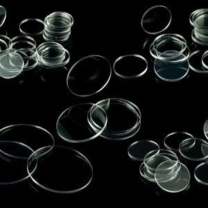 3mm Clear Acrylic Bases 25 mm (20 PCS) 30 mm (15) 32 mm (15) 40 mm (10) 50 mm (10) 55 mm (5) 60 (5) 80 (3)