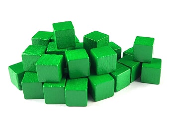 30 PCS Wooden Cubes 8 mm 5/16 in Green Resource Token PnP RPG Board game