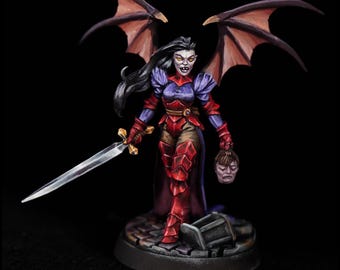 One-Off Pro Painted Female Vampire Warrior Miniature – Winged Blood Knight for DnD RPG Pathfinder