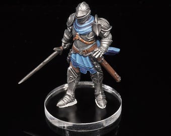 Pro-Painted 28mm Armored Knight Miniature | 25mm Base | RPG DnD Pathfinder | Sword & Shield | Transparent Base