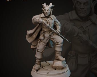 Tiefling Swordsman Fighter Warrior 3d Print and Painting DnD Pathfinder Fantasy RPG NPC