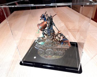 Display Case clear acrylic, folding, black base, no glue required