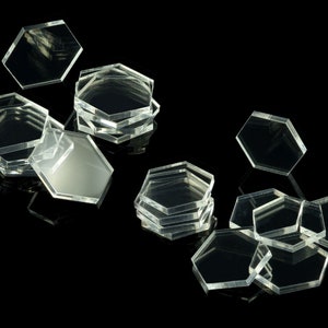 3mm Clear Acrylic Bases hexagon, 25 mm 30 mm