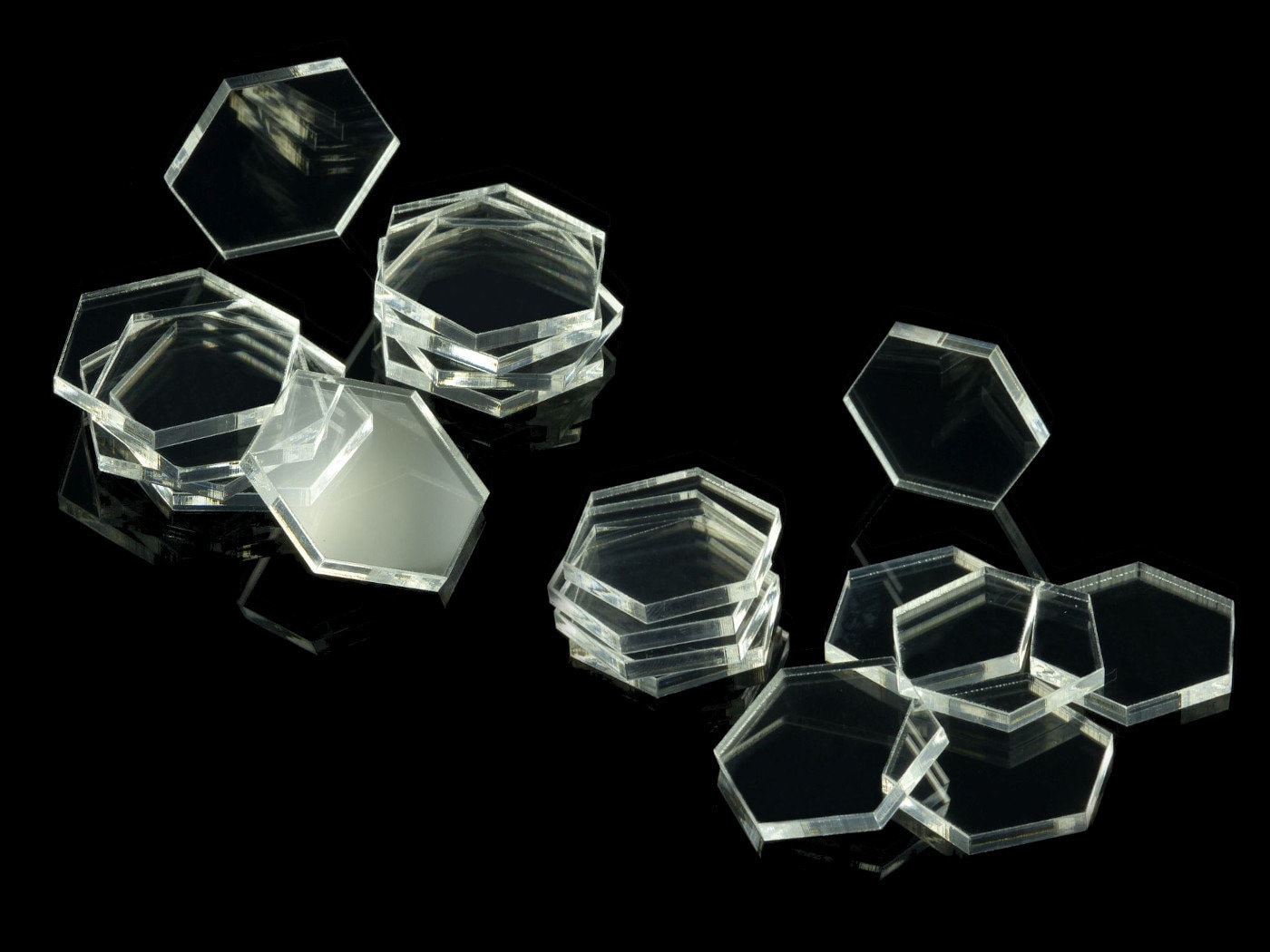 3mm Clear Acrylic Bases hexagon, 25 mm 30 mm