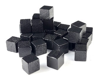 30 PCS Wooden Cubes 8 mm 5/16 in Black Resource Token PnP RPG Board game