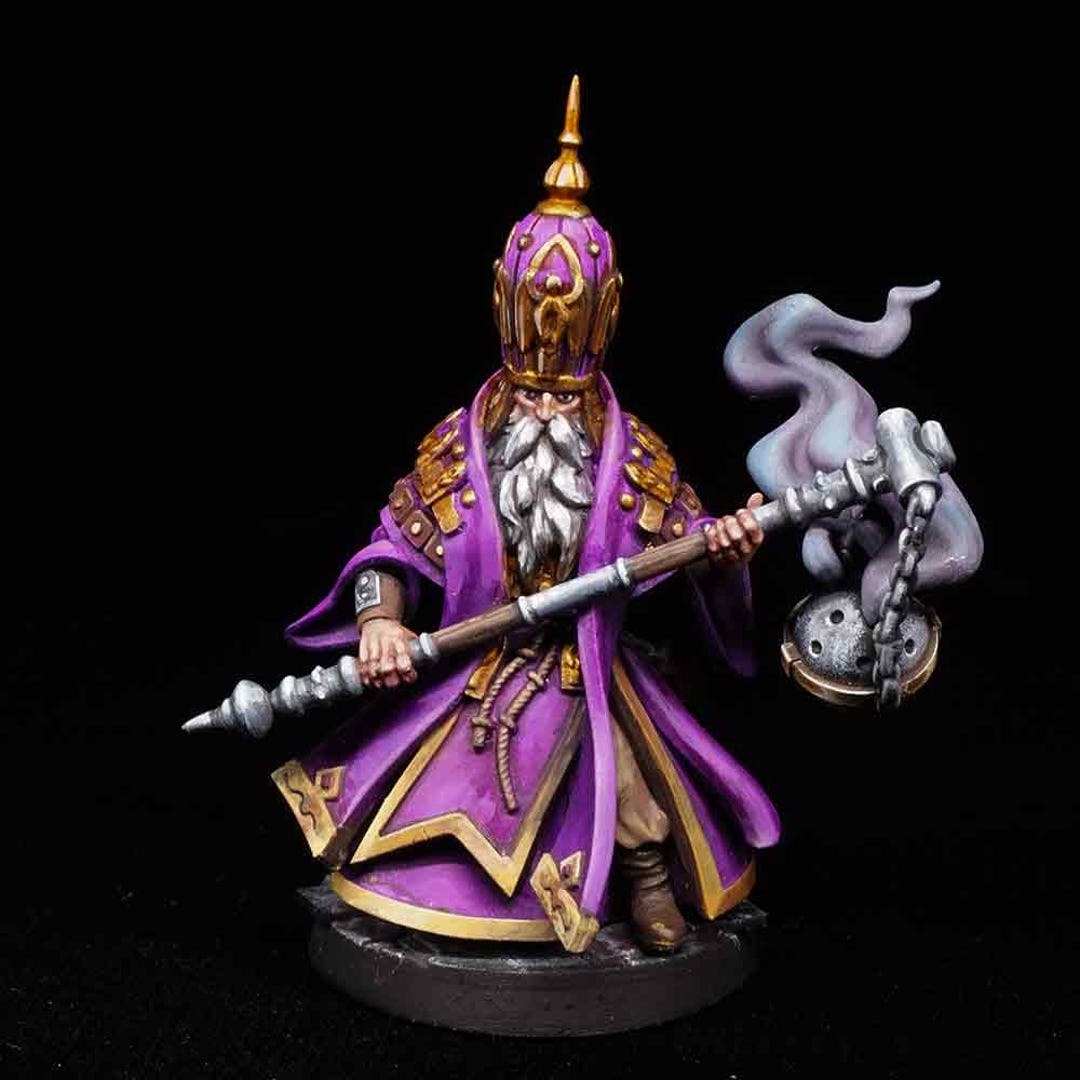One-off Pro Painted – Human Bishop Miniature With Censer Staff – Hand ...