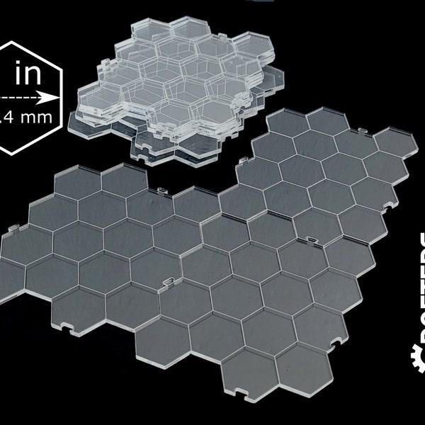 Tablero de juego de rol acrílico transparente modular hexagonal de borrado en seco de 9 piezas de 1 pulgada