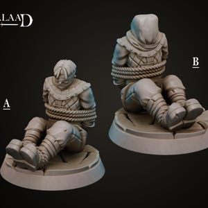 Captured Prisoners Miniatures - Gefesselt und Hilflos 3D Druck und Gemälde DnD Pathfinder Fantasy RPG NPC