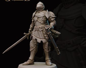 Warrior Fighter Knight 3d Print and Painting DnD Pathfinder Fantasy Rpg Tabletop Ttrpg Npc