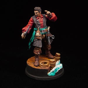 Pro Gemalte Swashbuckling Piraten Miniatur | DnD & Pathfinder NPC oder PC | Fantasy Piraten Kapitän Mini für Tabletop RPGs