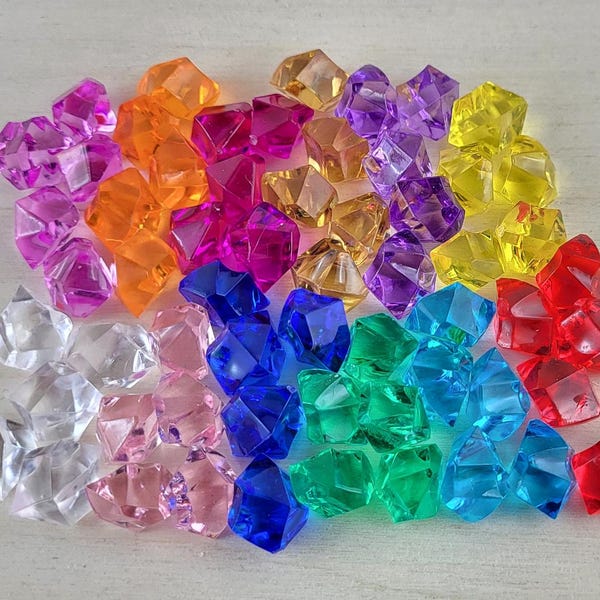Multicolor Acrylic Crystal Game Tokens - RPG, Board Game, Wargame Markers - Magic Gems, Resource Tokens, Damage Counters