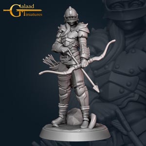 Female Ranger Armored Warrior Fighter 3d Print and Painting DnD Pathfinder Fantasy RPG Tabletop TTRPG NPC Miniature Figurine