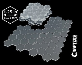 9 PCS 1.25 inch grid hexagon dry-erase modular transparent acrylic RPG board 1.25 inch grid