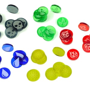10 Stück Elemental Token Ressourcen Token Monster Token für RPG Brettspiel Kriegsspiel