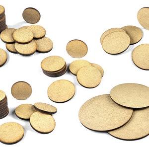3mm Miniature HDF Bases Various sizes 25 mm (20 PCS) 30 mm (15) 32 mm (15) 40 mm (10) 50 mm (10) 55 mm (5) 60 (5) 80 (3)